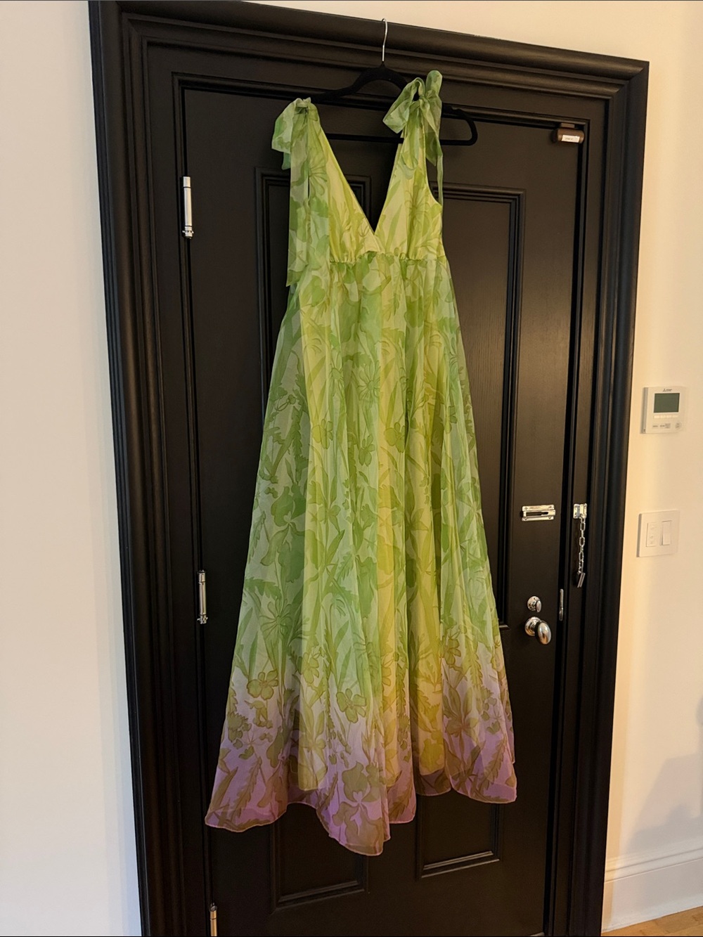 STAUD Green to Lilac Ombre Floral Maxi Dress